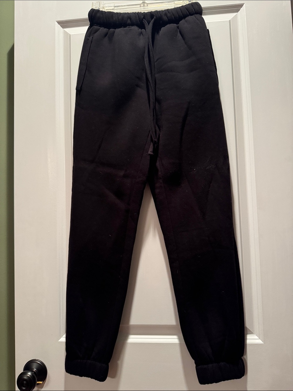Zenana Outfitters Black Drawstring Joggers Fleece Lined
